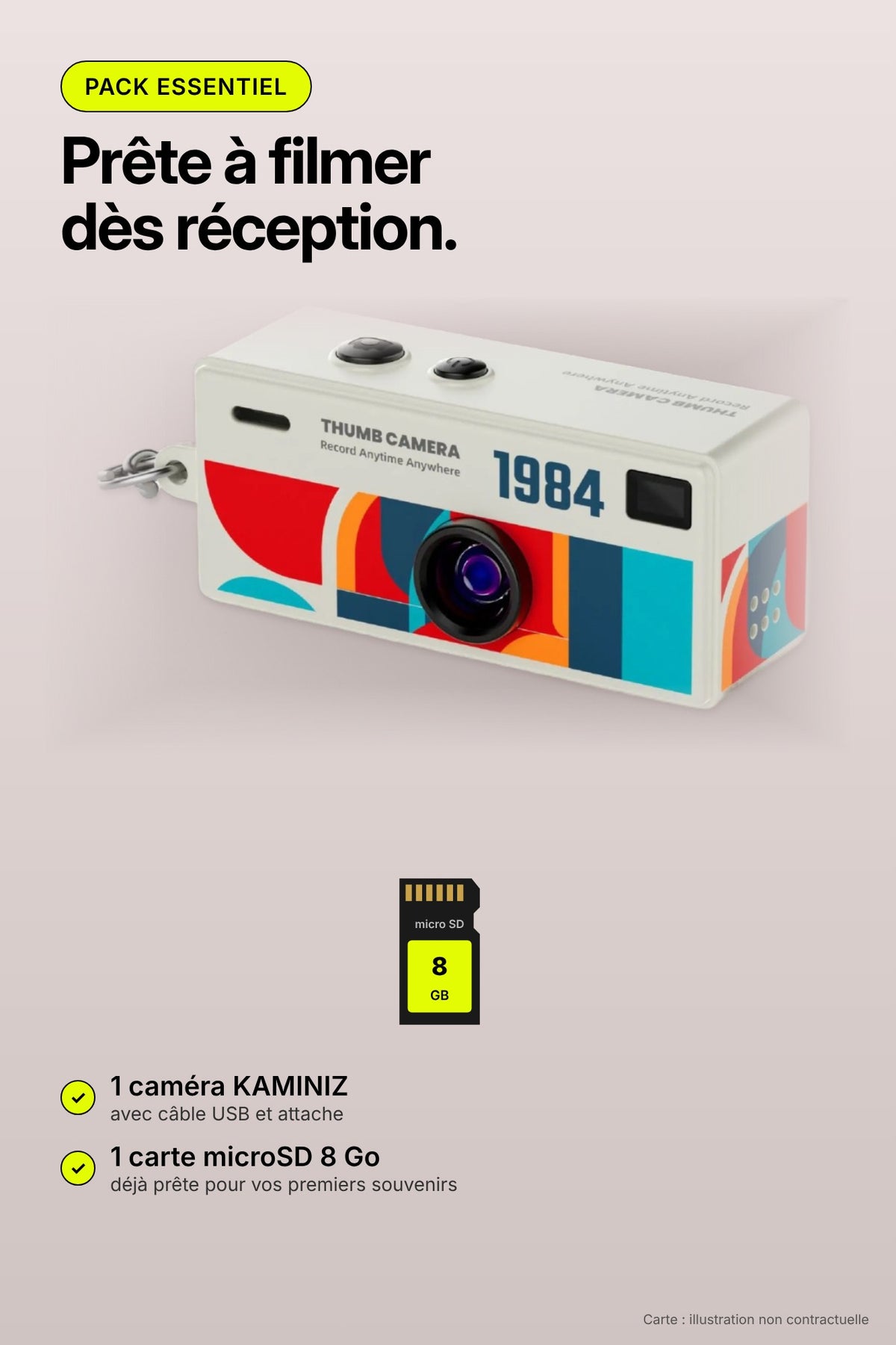KAMINIZ – Mini caméra rétro porte-clés