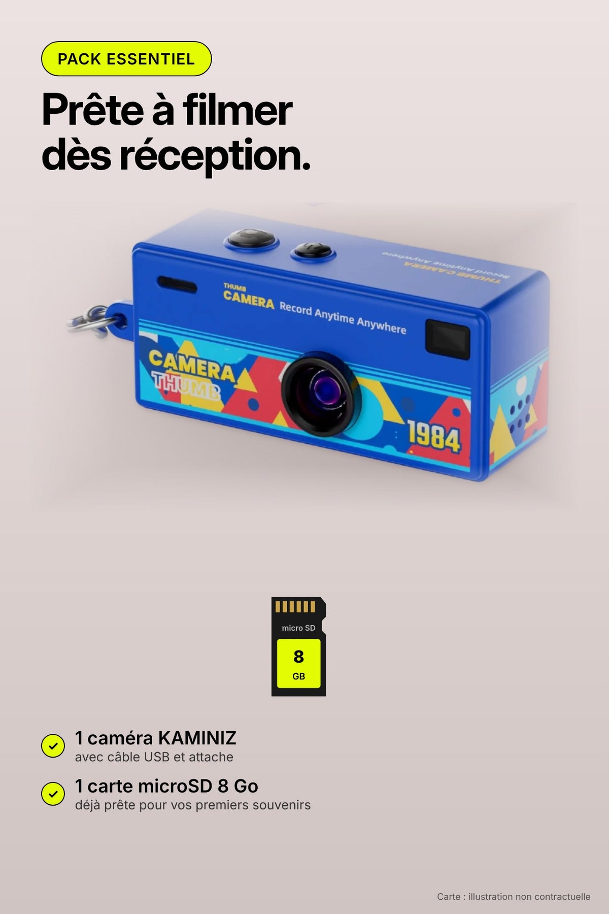 KAMINIZ – Mini caméra rétro porte-clés