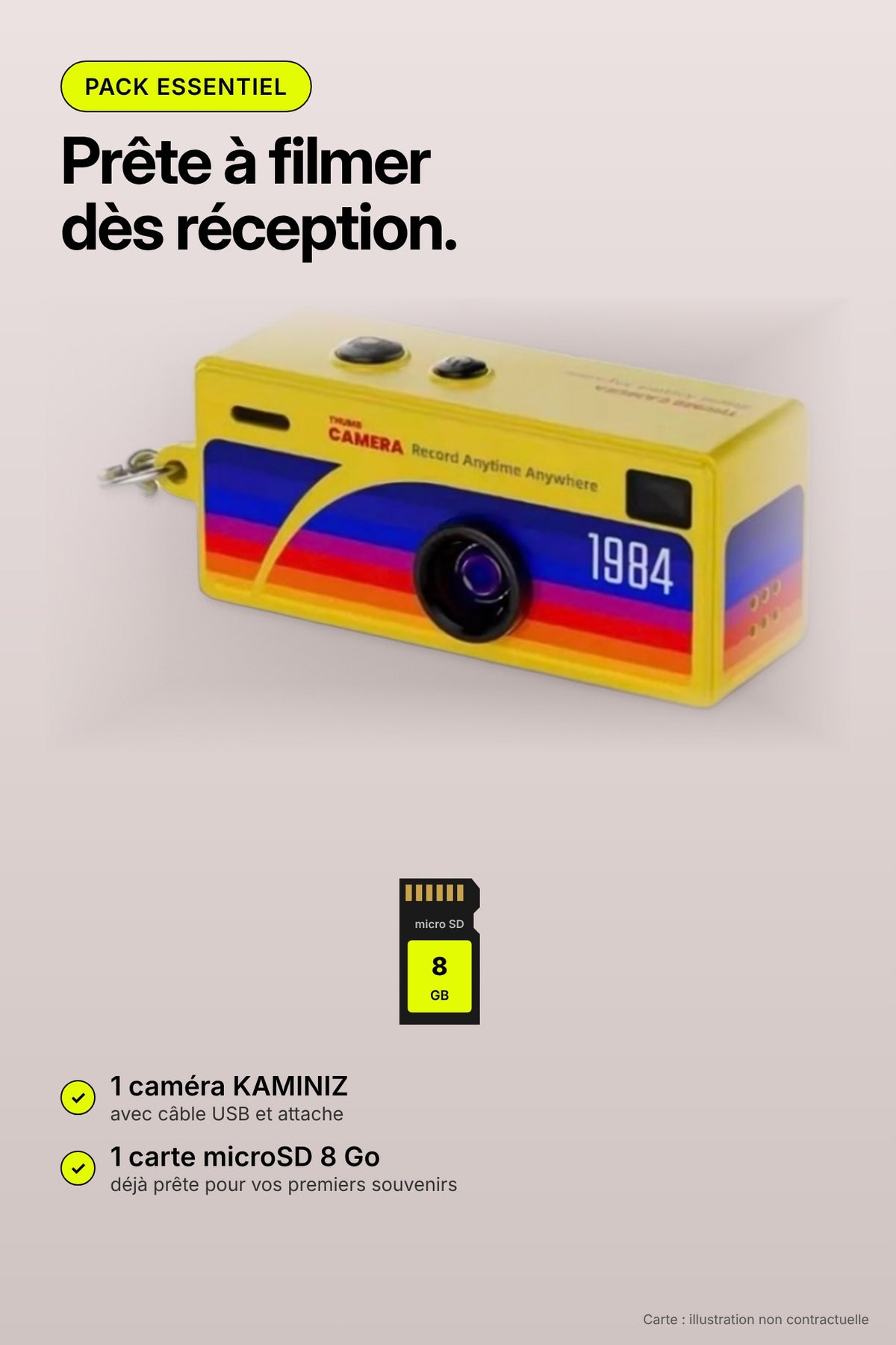 KAMINIZ – Mini caméra rétro porte-clés