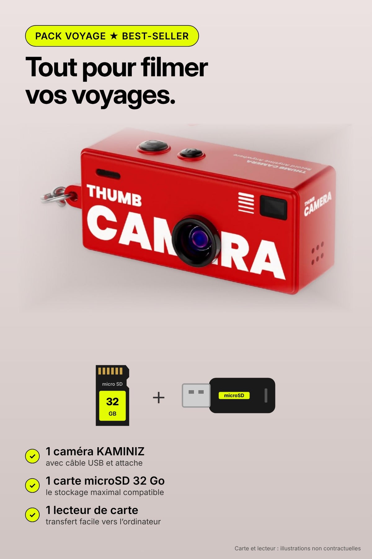 KAMINIZ – Mini caméra rétro porte-clés
